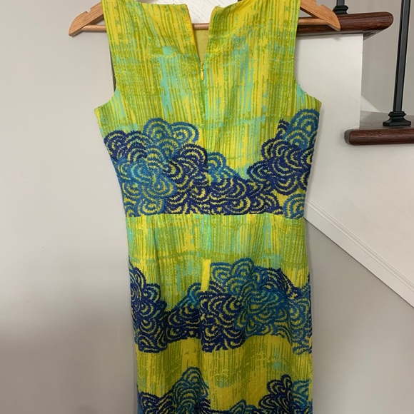 Anthropologie Tabitha Yellow Blue Azure Dress - Picture 2 of 3